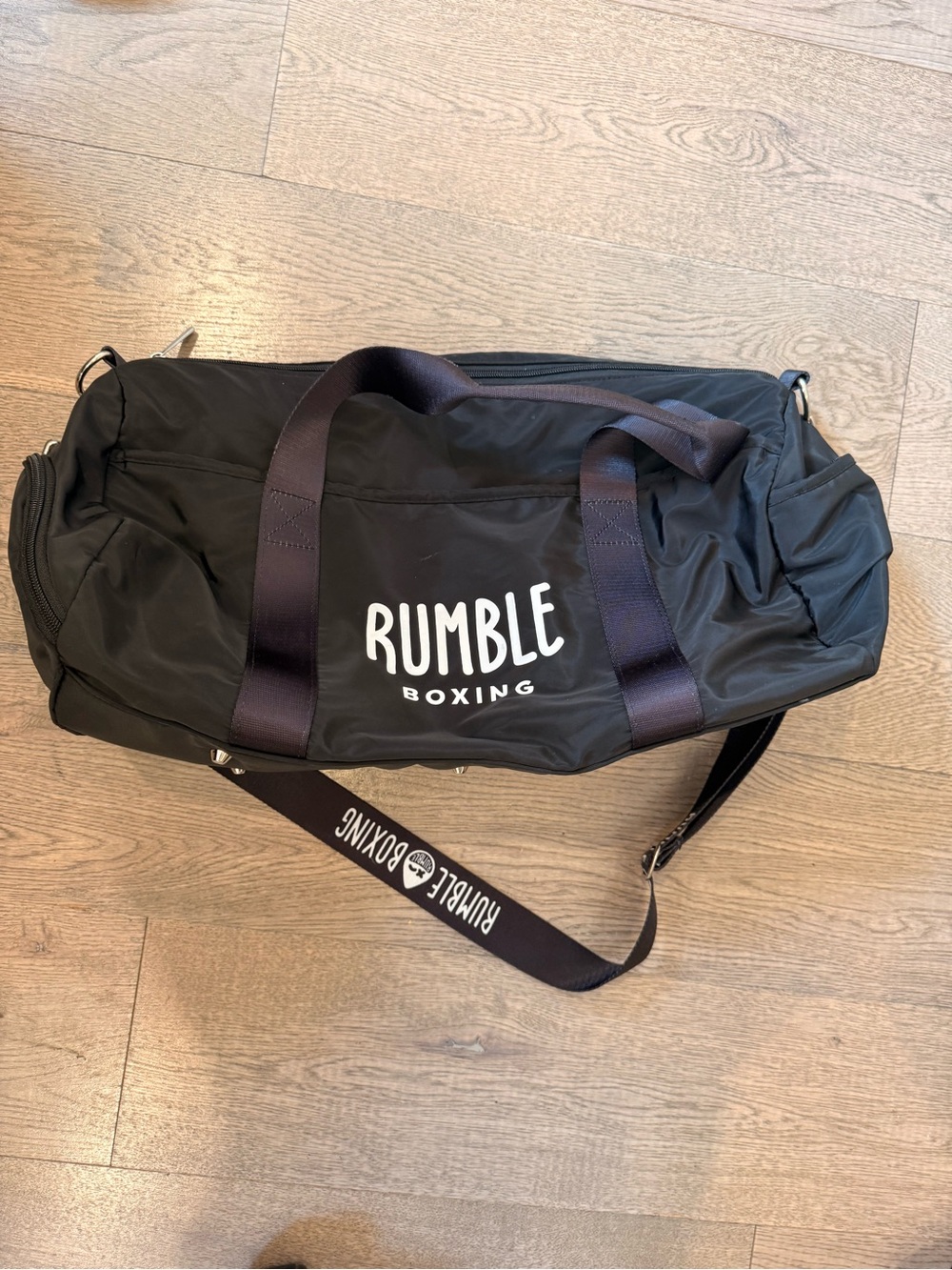 Rumble Boxing Black Duffel Bag with Shoulder Strap
